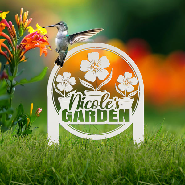 Custom Garden Yard Sign, Mother's Day Gift, Outdoor Metal Garden Stake-Flower Bed Decor