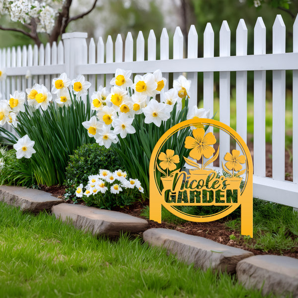 Custom Garden Yard Sign, Mother's Day Gift, Outdoor Metal Garden Stake-Flower Bed Decor