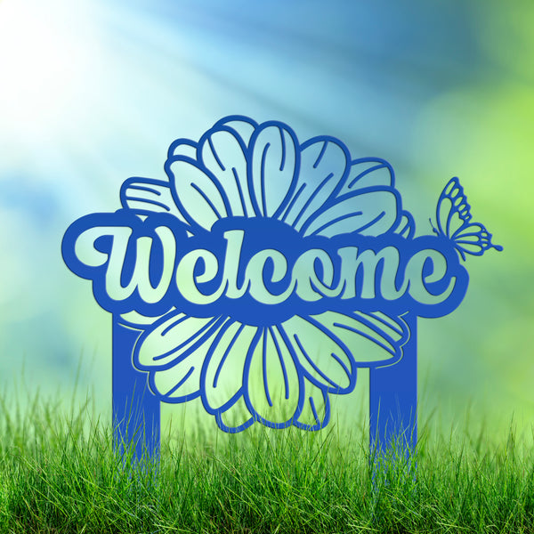 Flower and Butterfly Welcome Yard Stake-Welcome Yard Sign-Mother's Day Gift
