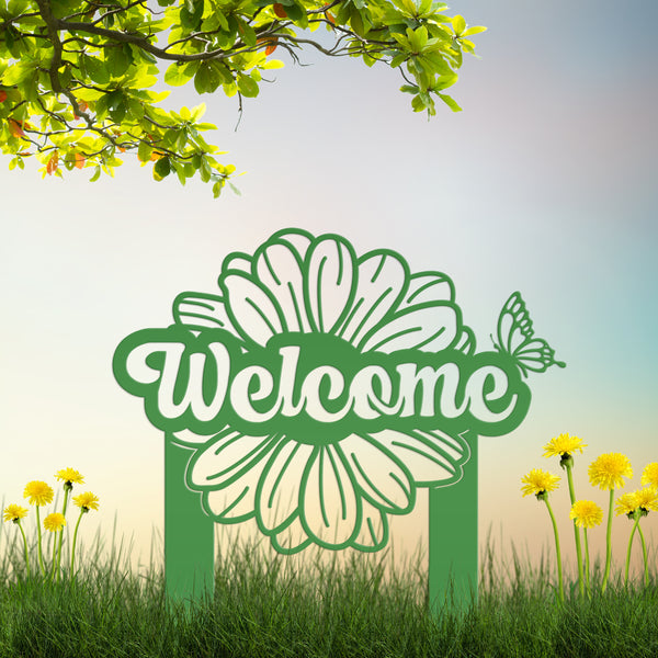 Flower and Butterfly Welcome Yard Stake-Welcome Yard Sign-Mother's Day Gift