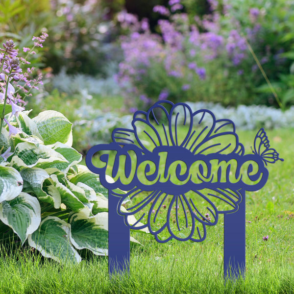 Flower and Butterfly Welcome Yard Stake-Welcome Yard Sign-Mother's Day Gift