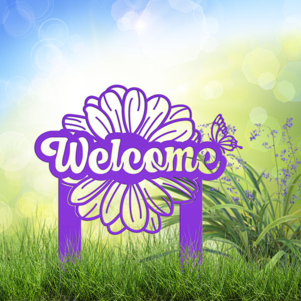 Flower and Butterfly Welcome Yard Stake-Welcome Yard Sign-Mother's Day Gift