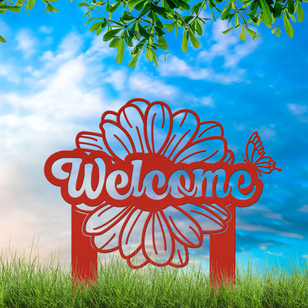 Flower and Butterfly Welcome Yard Stake-Welcome Yard Sign-Mother's Day Gift