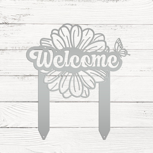 Flower and Butterfly Welcome Yard Stake-Welcome Yard Sign-Mother's Day Gift