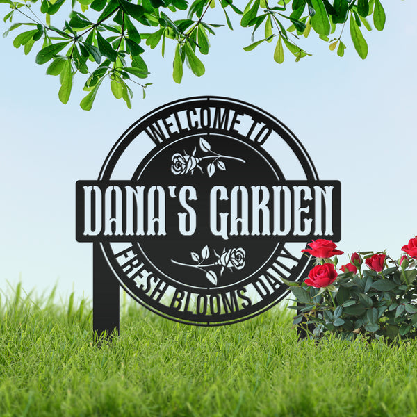 Personalized Garden Metal Yard Stake - Rose Garden Sign-Garden Yard Art-Yard Decorations-Gardener Gift