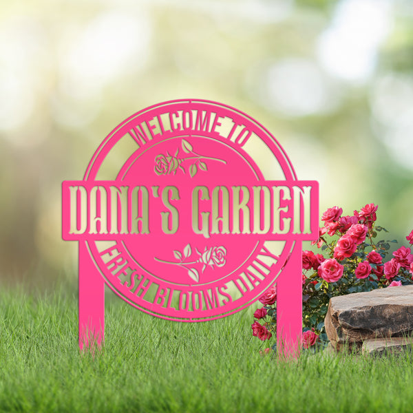 Personalized Garden Metal Yard Stake - Rose Garden Sign-Garden Yard Art-Yard Decorations-Gardener Gift