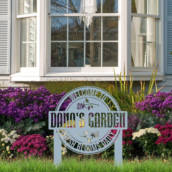 Personalized Garden Metal Yard Stake - Rose Garden Sign-Garden Yard Art-Yard Decorations-Gardener Gift