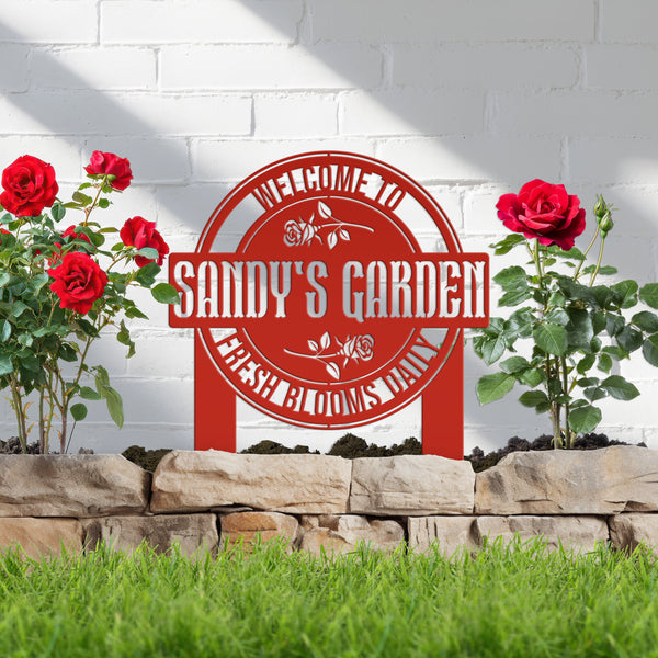 Personalized Garden Metal Yard Stake - Rose Garden Sign-Garden Yard Art-Yard Decorations-Gardener Gift
