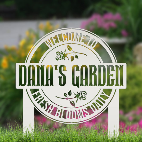 Personalized Garden Metal Yard Stake - Rose Garden Sign-Garden Yard Art-Yard Decorations-Gardener Gift