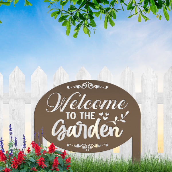 Welcome to the Garden Metal Yard Stake, Mother's Day Gift, Gift For the Gardener