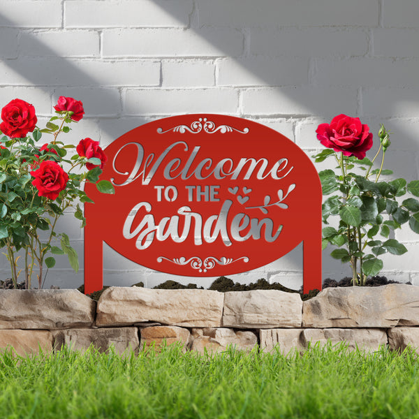 Welcome to the Garden Metal Yard Stake, Mother's Day Gift, Gift For the Gardener