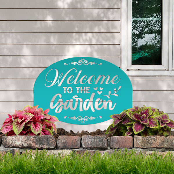Welcome to the Garden Metal Yard Stake, Mother's Day Gift, Gift For the Gardener