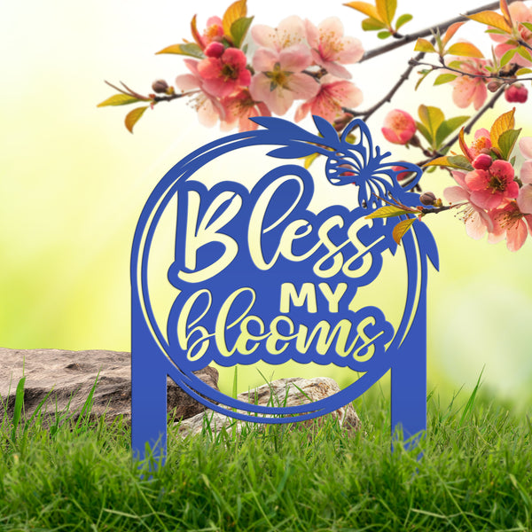 Bless My Blooms Metal Yard Stake - Garden Decor-Memorial Gift-Mother's Day Gift