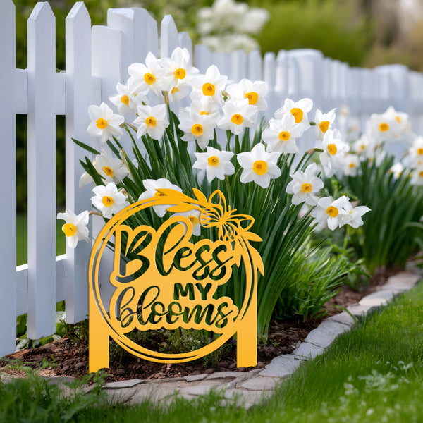 Bless My Blooms Metal Yard Stake - Garden Decor-Memorial Gift-Mother's Day Gift