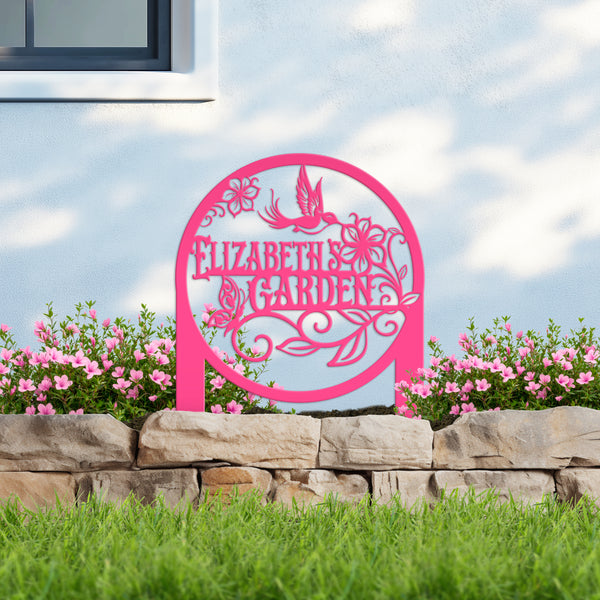Personalized  Floral Flower Garden Metal Yard Stake , Butterfly, Hummingbird Metal Yard Signs , Mother's Day, Gift for Grandma, Butterfly Garden Art