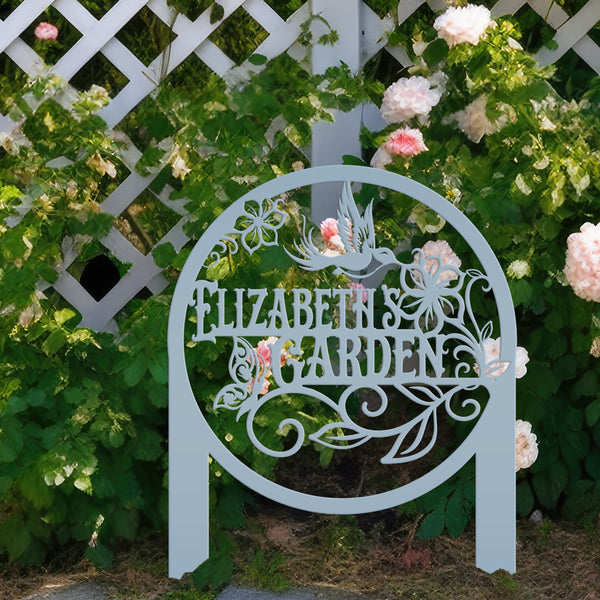Personalized  Floral Flower Garden Metal Yard Stake , Butterfly, Hummingbird Metal Yard Signs , Mother's Day, Gift for Grandma, Butterfly Garden Art