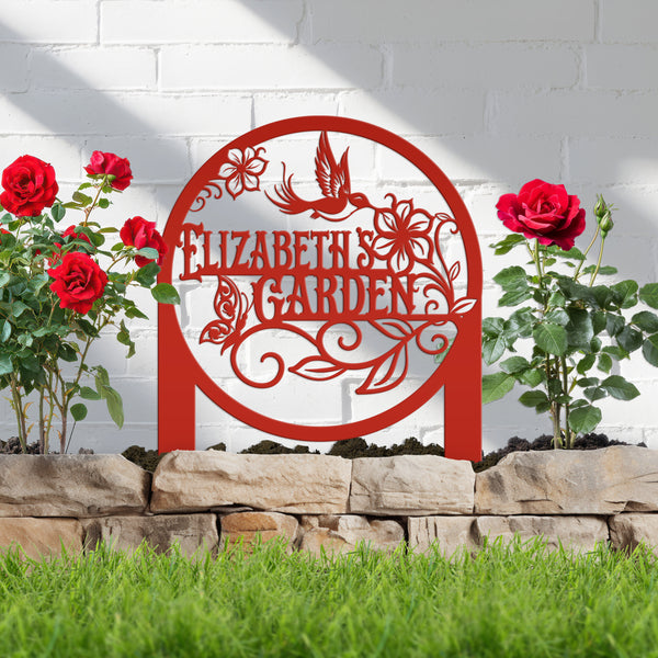 Personalized  Floral Flower Garden Metal Yard Stake , Butterfly, Hummingbird Metal Yard Signs , Mother's Day, Gift for Grandma, Butterfly Garden Art