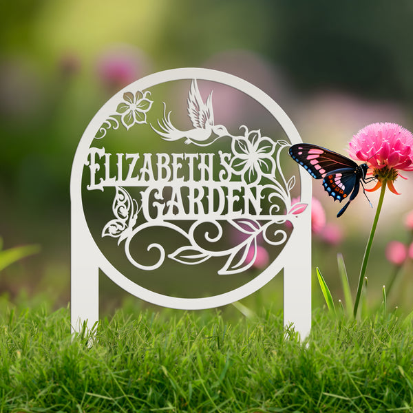 Personalized  Floral Flower Garden Metal Yard Stake , Butterfly, Hummingbird Metal Yard Signs , Mother's Day, Gift for Grandma, Butterfly Garden Art
