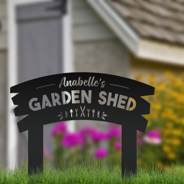 Personalized Garden Shed Metal Yard Stake ,Vegetable Garden Yard Stake, Veggie Garden Yard Art, Greenhouse Yard Sign, Gardener's Gift, Mother's Day Gift, Grandmas Garden