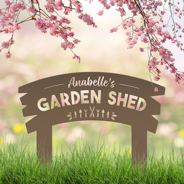 Personalized Garden Shed Metal Yard Stake ,Vegetable Garden Yard Stake, Veggie Garden Yard Art, Greenhouse Yard Sign, Gardener's Gift, Mother's Day Gift, Grandmas Garden