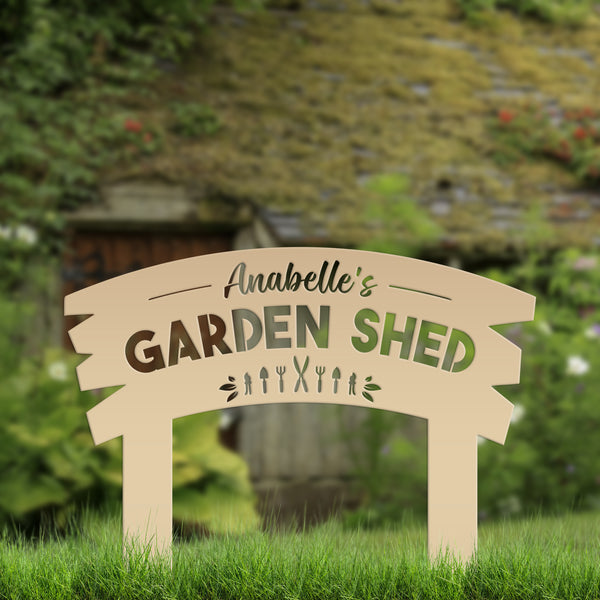 Personalized Garden Shed Metal Yard Stake ,Vegetable Garden Yard Stake, Veggie Garden Yard Art, Greenhouse Yard Sign, Gardener's Gift, Mother's Day Gift, Grandmas Garden