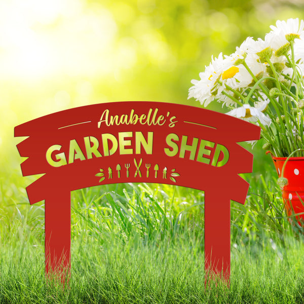 Personalized Garden Shed Metal Yard Stake ,Vegetable Garden Yard Stake, Veggie Garden Yard Art, Greenhouse Yard Sign, Gardener's Gift, Mother's Day Gift, Grandmas Garden