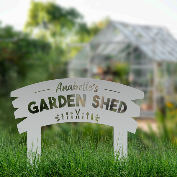 Personalized Garden Shed Metal Yard Stake ,Vegetable Garden Yard Stake, Veggie Garden Yard Art, Greenhouse Yard Sign, Gardener's Gift, Mother's Day Gift, Grandmas Garden