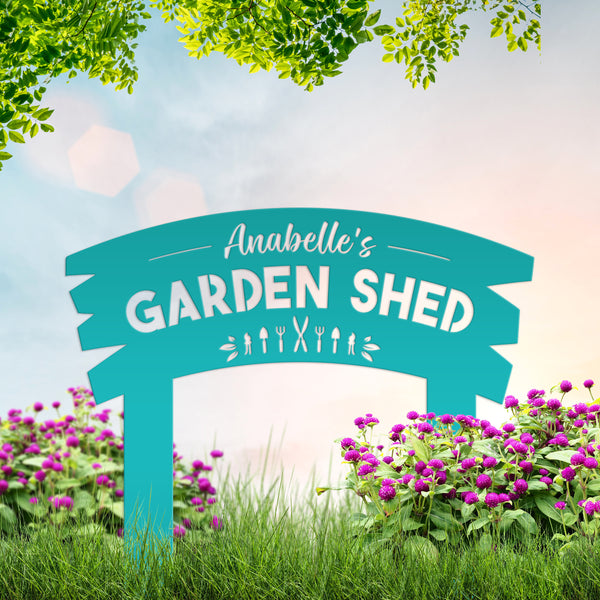 Personalized Garden Shed Metal Yard Stake ,Vegetable Garden Yard Stake, Veggie Garden Yard Art, Greenhouse Yard Sign, Gardener's Gift, Mother's Day Gift, Grandmas Garden