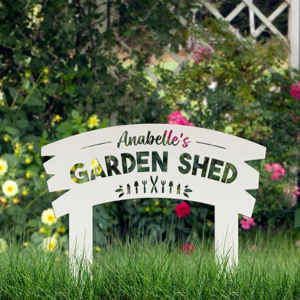 Personalized Garden Shed Metal Yard Stake ,Vegetable Garden Yard Stake, Veggie Garden Yard Art, Greenhouse Yard Sign, Gardener's Gift, Mother's Day Gift, Grandmas Garden
