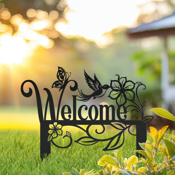 Garden Welcome Metal Yard Stake - Gardener's Gift-Garden Yard Art-Mother's Day Gift-Gift for Mom-Gift for Grandma-Grandma's Garden