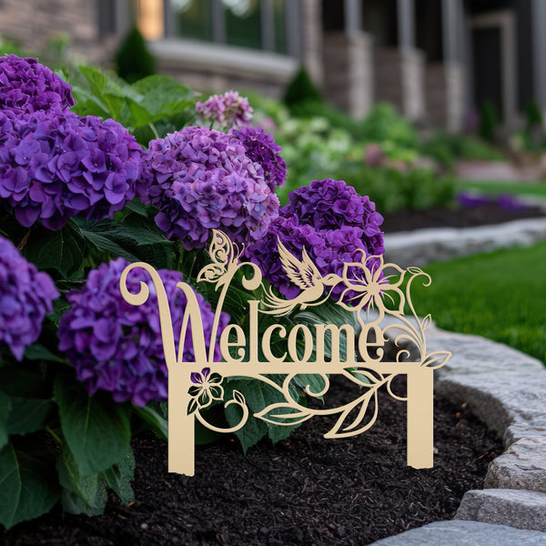 Garden Welcome Metal Yard Stake - Gardener's Gift-Garden Yard Art-Mother's Day Gift-Gift for Mom-Gift for Grandma-Grandma's Garden