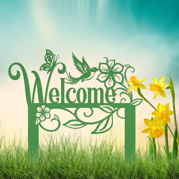 Garden Welcome Metal Yard Stake - Gardener's Gift-Garden Yard Art-Mother's Day Gift-Gift for Mom-Gift for Grandma-Grandma's Garden