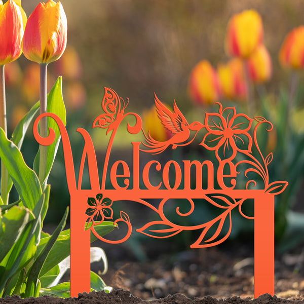 Garden Welcome Metal Yard Stake - Gardener's Gift-Garden Yard Art-Mother's Day Gift-Gift for Mom-Gift for Grandma-Grandma's Garden