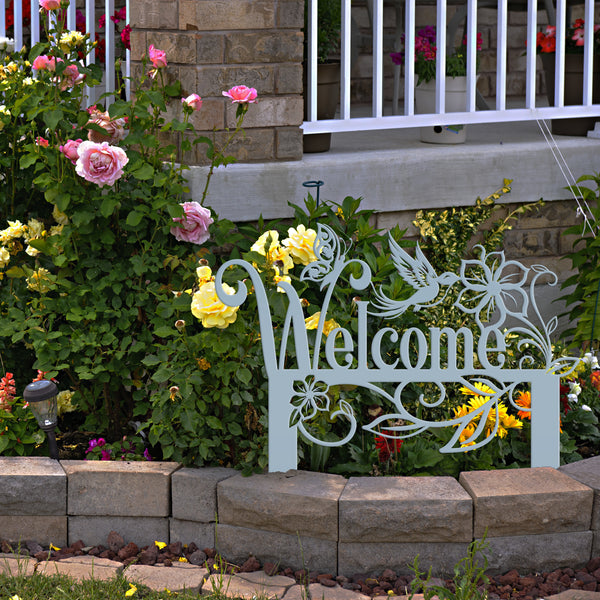 Garden Welcome Metal Yard Stake - Gardener's Gift-Garden Yard Art-Mother's Day Gift-Gift for Mom-Gift for Grandma-Grandma's Garden