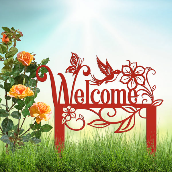 Garden Welcome Metal Yard Stake - Gardener's Gift-Garden Yard Art-Mother's Day Gift-Gift for Mom-Gift for Grandma-Grandma's Garden