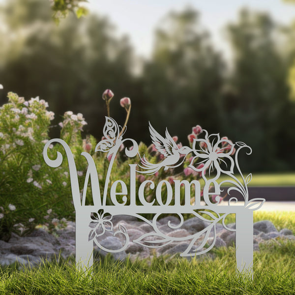 Garden Welcome Metal Yard Stake - Gardener's Gift-Garden Yard Art-Mother's Day Gift-Gift for Mom-Gift for Grandma-Grandma's Garden