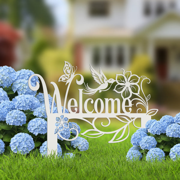 Garden Welcome Metal Yard Stake - Gardener's Gift-Garden Yard Art-Mother's Day Gift-Gift for Mom-Gift for Grandma-Grandma's Garden