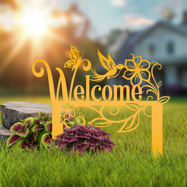 Garden Welcome Metal Yard Stake - Gardener's Gift-Garden Yard Art-Mother's Day Gift-Gift for Mom-Gift for Grandma-Grandma's Garden