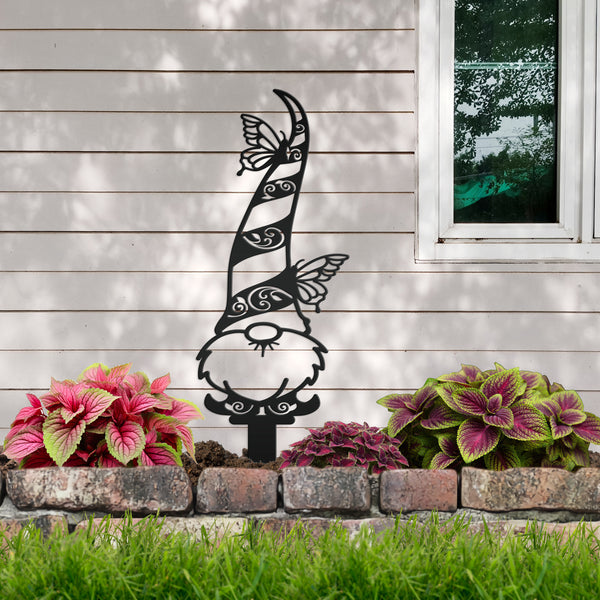 Gnome Metal Yard -Garden Stakes-Outdoor Lawn Gnome Stakes-Gnome Lovers-Garden Gnome Yard Ornaments-Outdoor Gnome Yard Stakes