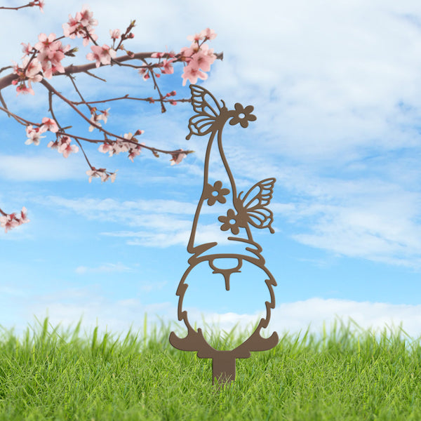 Gnome Metal Yard -Garden Stakes-Outdoor Lawn Gnome Stakes-Gnome Lovers-Garden Gnome Yard Ornaments-Outdoor Gnome Yard Stakes