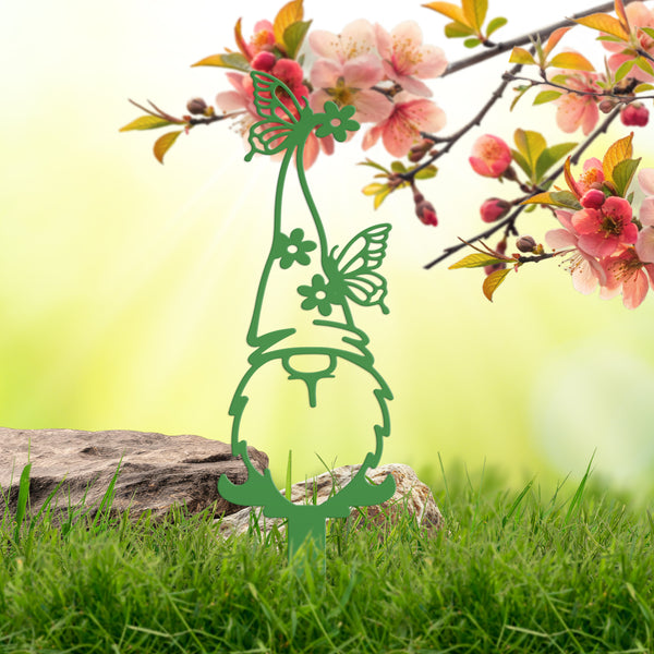 Gnome Metal Yard -Garden Stakes-Outdoor Lawn Gnome Stakes-Gnome Lovers-Garden Gnome Yard Ornaments-Outdoor Gnome Yard Stakes