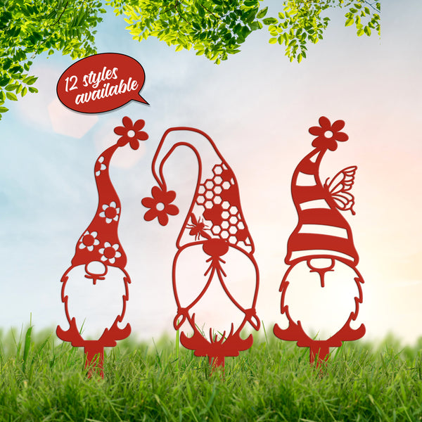 Gnome Metal Yard -Garden Stakes-Outdoor Lawn Gnome Stakes-Gnome Lovers-Garden Gnome Yard Ornaments-Outdoor Gnome Yard Stakes