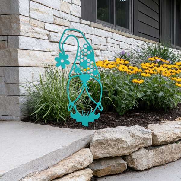 Gnome Metal Yard -Garden Stakes-Outdoor Lawn Gnome Stakes-Gnome Lovers-Garden Gnome Yard Ornaments-Outdoor Gnome Yard Stakes