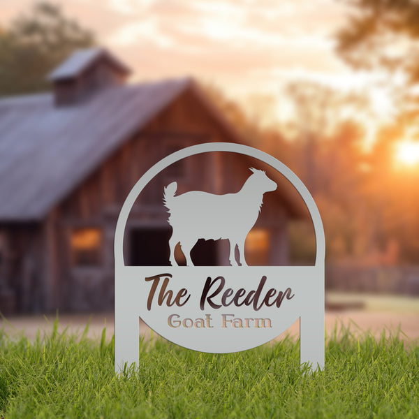 Goat Farm Metal Yard Stake - Charming Farmhouse Decoration - Rustic Country Farming Sign - Unique Personalized Lawn Art - Housewarming Gifts
