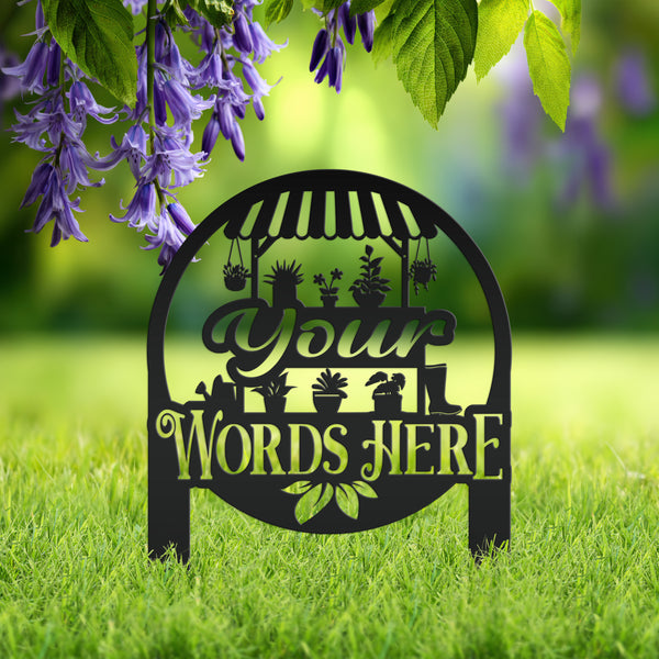 Greenhouse Design with flowers Metal Lawn and Yard Stake - Mother's Day Gift-Gift for Gardener