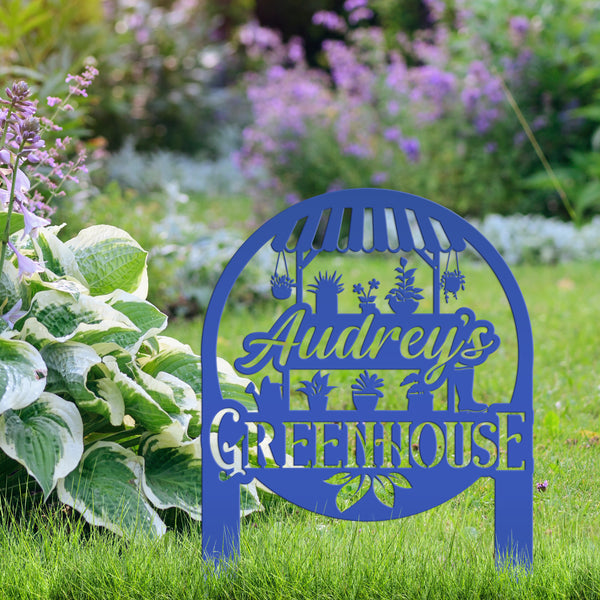 Greenhouse Design with flowers Metal Lawn and Yard Stake - Mother's Day Gift-Gift for Gardener