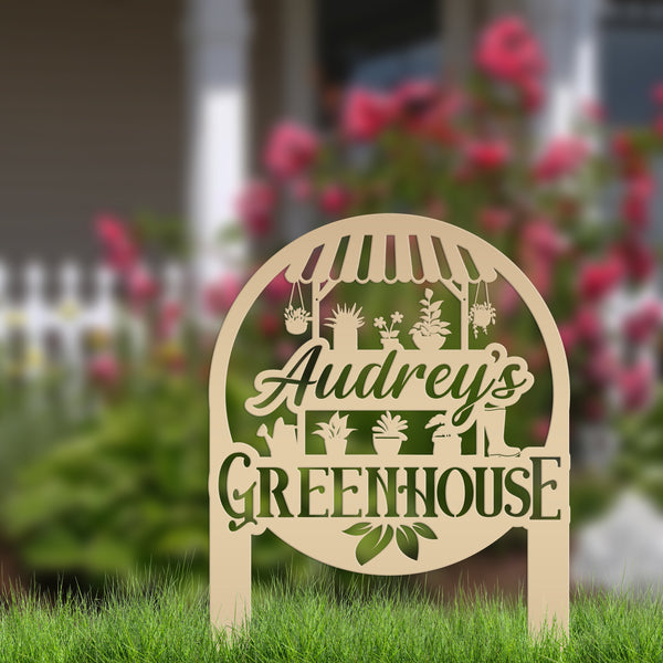 Greenhouse Design with flowers Metal Lawn and Yard Stake - Mother's Day Gift-Gift for Gardener