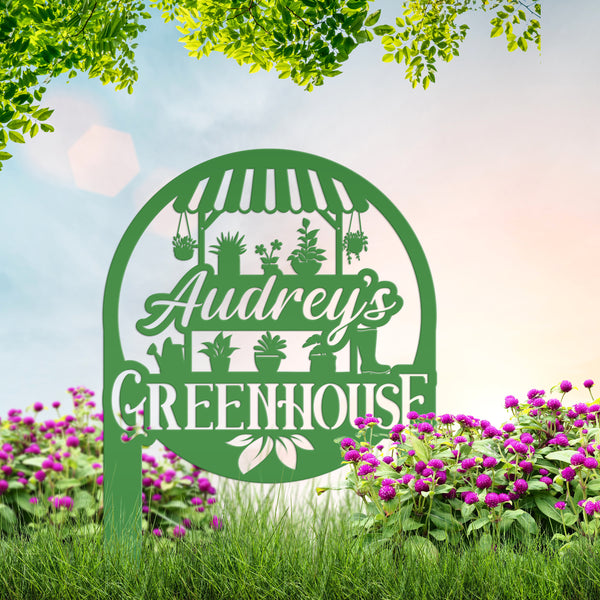 Greenhouse Design with flowers Metal Lawn and Yard Stake - Mother's Day Gift-Gift for Gardener