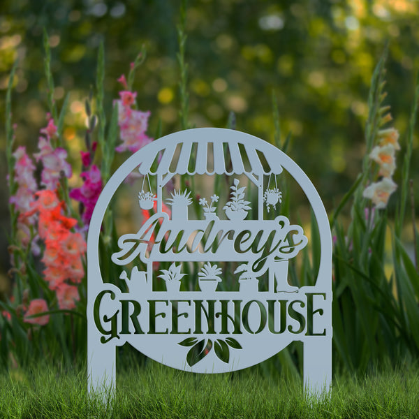 Greenhouse Design with flowers Metal Lawn and Yard Stake - Mother's Day Gift-Gift for Gardener