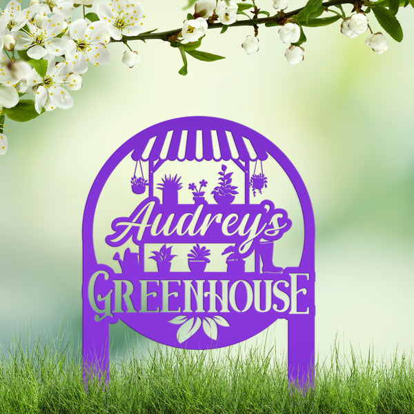 Greenhouse Design with flowers Metal Lawn and Yard Stake - Mother's Day Gift-Gift for Gardener
